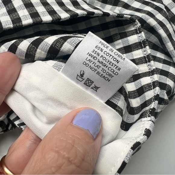 2/25 Kittenish Boho Puff Sleeve Crop Top Gingham Check Country Concert Beachy M - Picture 4 of 5